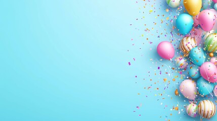Wall Mural - a celebration's burst: a cascade of vibrant balloons and confetti, an enchanting visual display of f