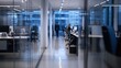 © Generative AI - Modern office interior design with glass walls and desks showcasing a professional workspace environment : Generative AI