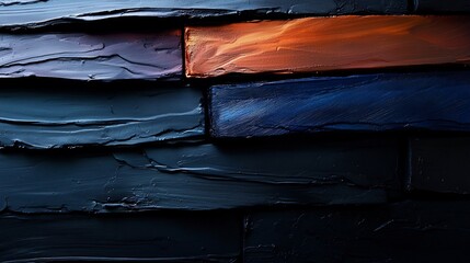 Wall Mural - Textured abstract with brick-like forms in hues of blue and umber