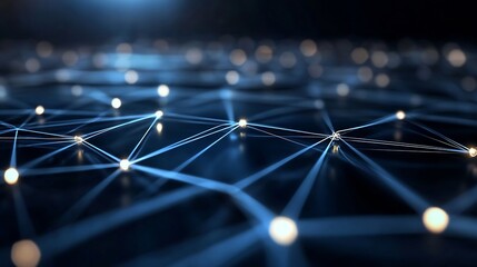 Leinwandbilder - Abstract glowing network of connected points forming a digital web illustrating communication and connectivity : Generative AI