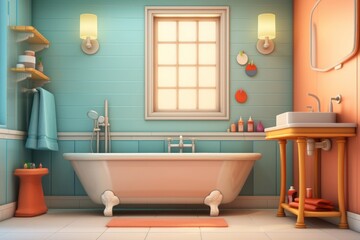 Canvas Print - Bathroom bathtub home architecture.