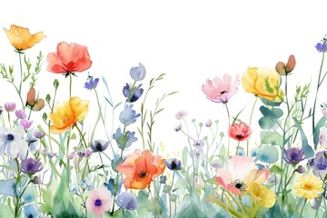 Poster - Vibrant watercolor floral meadow