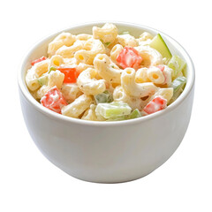 Wall Mural - Creamy pasta salad with macaroni, diced vegetables, and dressing