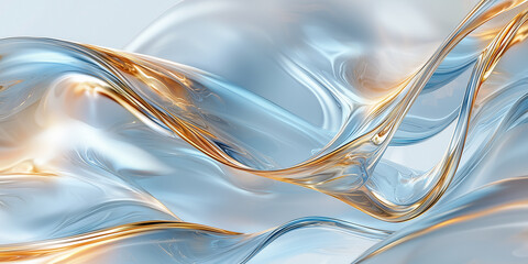Wall Mural - Abstract blue gray wavy surface with golden lines. Futuristic background	
