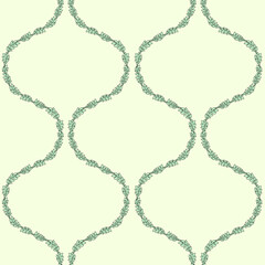 seamless pattern with black linear floral ogee geometrical motifs on a cream background. minimalist 