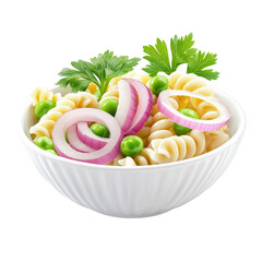 Wall Mural - Delicious pasta salad with green peas, red onion, and fresh herbs