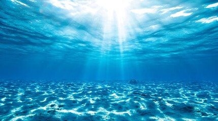 Aufkleber - Underwater Scenic Landscape with Bright Sunrays and Sandy Ocean Floor : Generative AI