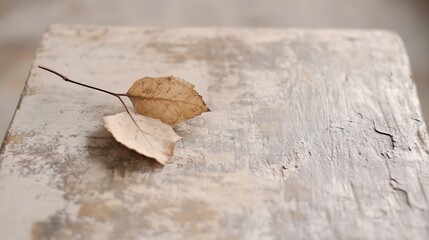 Poster - Close Up of Dry Brown Leaves on Textured Wooden Surface Creating Natural Serenity : Generative AI