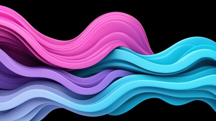 Wall Mural - a flowing, abstract pattern of neon waves and curves in cool hues of blue and purple, evoking a sens