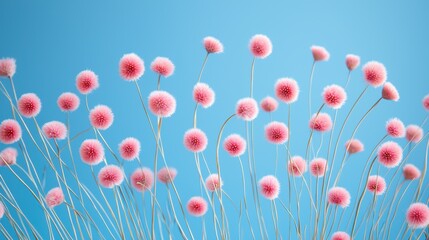 Wall Mural - a field of wildflowers swaying gently in the breeze, each petal subtly outlined in neon pink and blu
