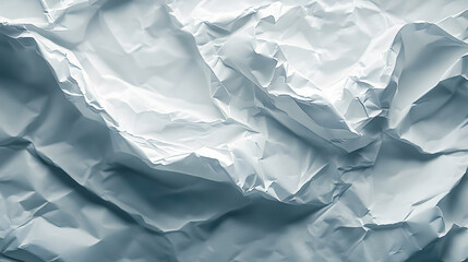 Fototapete - A close-up view of crumpled white paper, showcasing intricate folds and textures, highlighting its unique, abstract appearance