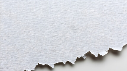 Fototapete - A close-up view of torn white paper, showcasing a textured edge with subtle variations and imperfections, creating an artistic and minimalist appearance