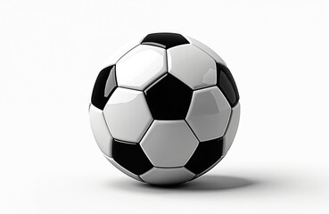 Classic soccer ball design featuring black pentagons, white hexagons. Sport equipment for soccer, football game on transparent background. Symbol of popular team sport, international competition,