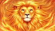 © heinng - Fiery Lion Majestic Portrait Warm Golden Hues. AI Generated