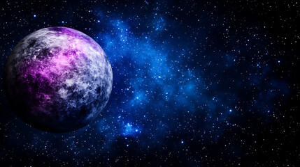 Wall Mural - purple planet amidst cosmic starry sky fantasy nebula galactic wonders visual universe backdrop