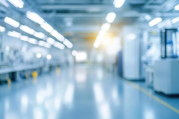 Industrial interior with blurred background highlighting modern manufacturing environment