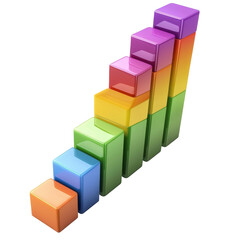 Poster - Colorful bar graph representing growth and progress in data visualization. vibrant blocks symbolize increasing values, ideal for business presentations and reports