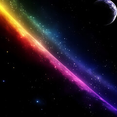 Wall Mural - rainbow galaxy space nebula with distant planet stellar splendor in cosmic depths universe design
