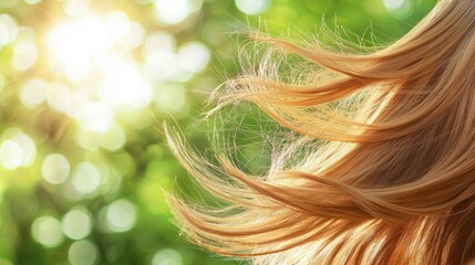 Wall Mural - a woman with long, flowing hair illuminated by the sun, creating a halo effect and highlighting her 