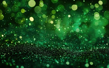 Wall Mural - Deep emerald green digital particles background mockup Saint Patricks Day