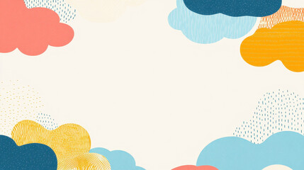 Wall Mural - colorful abstract cloudy design with soft pastel tones and hand drawn textures
