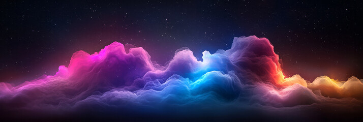 Aufkleber - A wide shot with fluid ribbons of hot pink and electric blue crossing over each other, forming a
