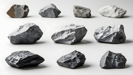 Fototapete - Collection stone isolated on white background