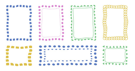 Wall Mural - empty frames doodles, dotted frames with simple freestyle geometric forms and shapes, borders and ba