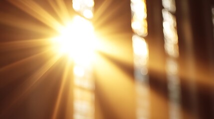 Fototapete - Breathtaking beams of sunlight shining through a window creating a warm and tranquil glow indoors : Generative AI