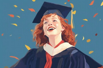 Wall Mural - White girl graduation portrait school.