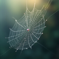 Wall Mural - spider web with dew drops