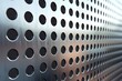 © whitestorm - A detailed view of a perforated metal sheet with circular holes, exhibiting a uniform pattern and a subtle brushed texture for industrial design concepts and backgrounds.