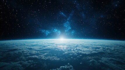 Wall Mural - A breathtaking view of earth from outer space showcasing the planets blue oceans and green landmasses