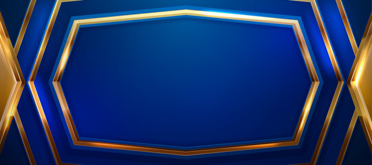 Wall Mural - blue and gold frame abstract luxury background