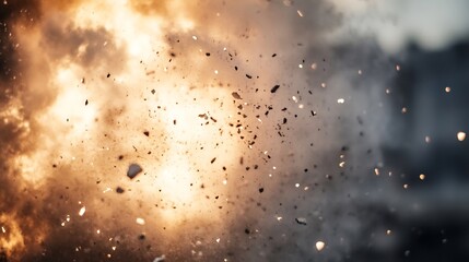 Leinwandbilder - CloseUp of Explosive Burst with Debris and Smoke Creating a Dramatic Visual Effect : Generative AI