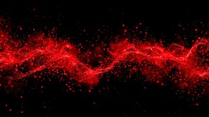 Wall Mural - A vivid red digital canvas with shimmering dots and flowing waves, suited for creative works