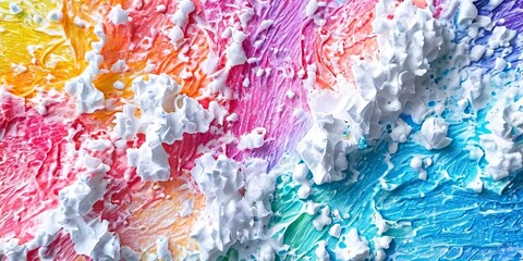 Poster - A colorful painting with white paint and white snow