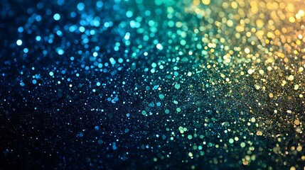 Canvas Print - Abstract blue, teal, and gold glitter bokeh background.