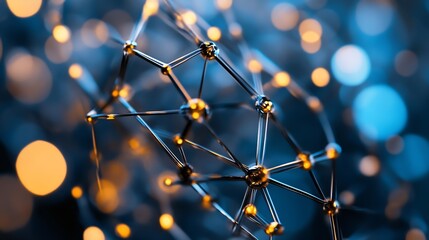 Fototapete - Abstract molecular structure illuminated by vibrant glowing light with a futuristic design : Generative AI