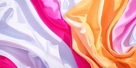 Poster - A colorful piece of fabric with white and pink stripes