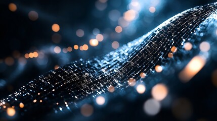Leinwandbilder - Abstract Digital Background with Flowing Waves and Sparkling Lights Creating a Futuristic Atmosphere : Generative AI