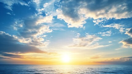 Wall Mural - Stunning sunset over calm ocean waters reflecting vibrant colors in the sky : Generative AI