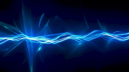 Wall Mural - Visual display of glowing blue waves in motion