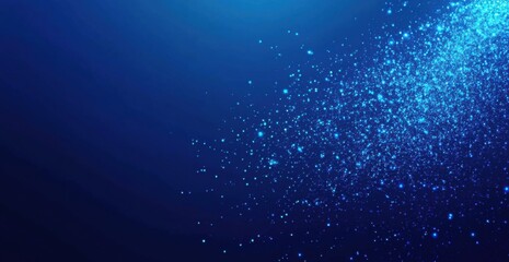 Wall Mural - Glowing blue particles scattered across a deep dark blue background, creating a magical and cosmic atmosphere