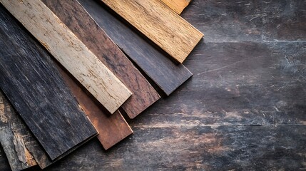 Poster - A collection of various wooden planks arranged in a visually appealing layout showcasing natural textures : Generative AI