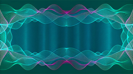 Wall Mural - abstract teal and purple wave design with intricate network pattern