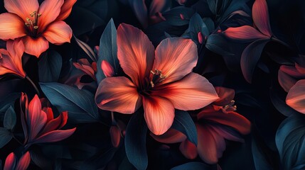 Wall Mural - Beautiful flowers wallpaper. AI