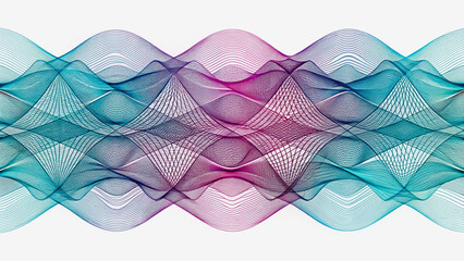 Wall Mural - abstract teal and purple wave design with intricate network pattern