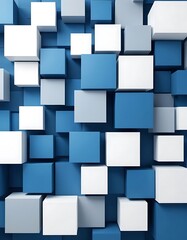 Abstract Cubes in Varied Heights create Dimensional Depth Backdrop
