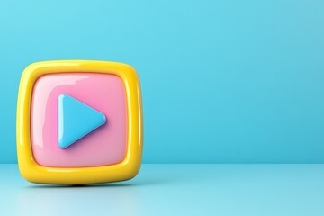 A clean minimalist icon of a digital screen with a play button, symbolizing a media display